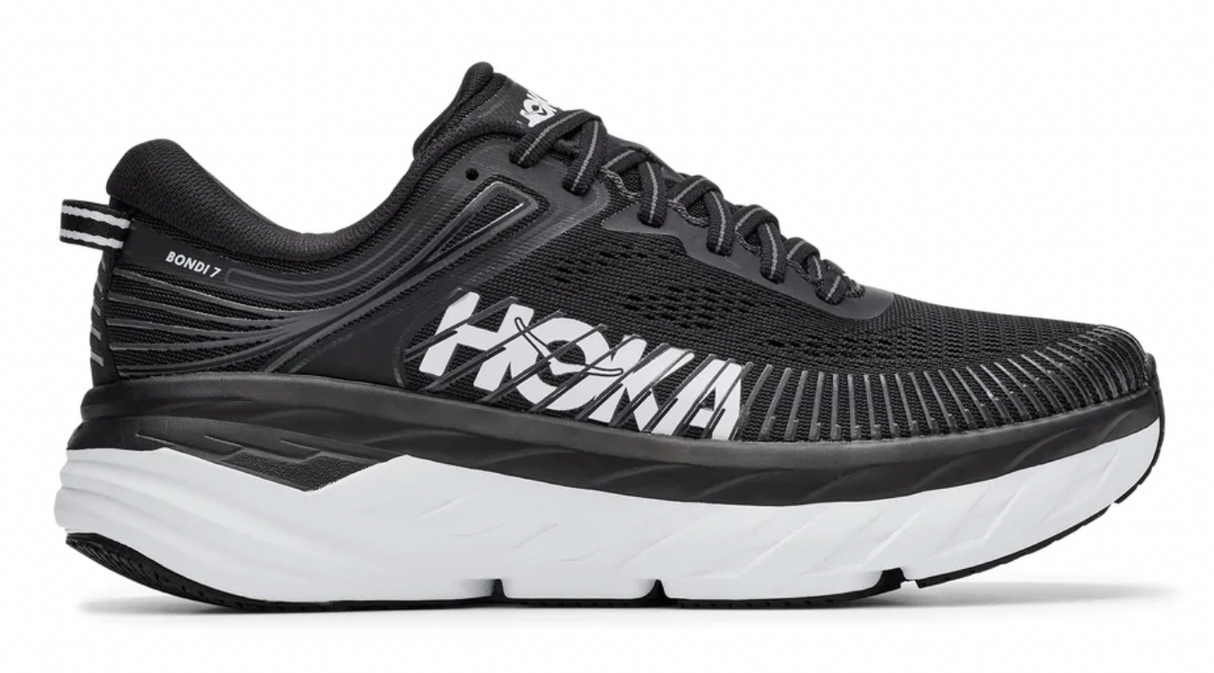 Hoka Womens Bondi 7 Wide Sneakers Runners Comfort Shoes Athletic - Black/White