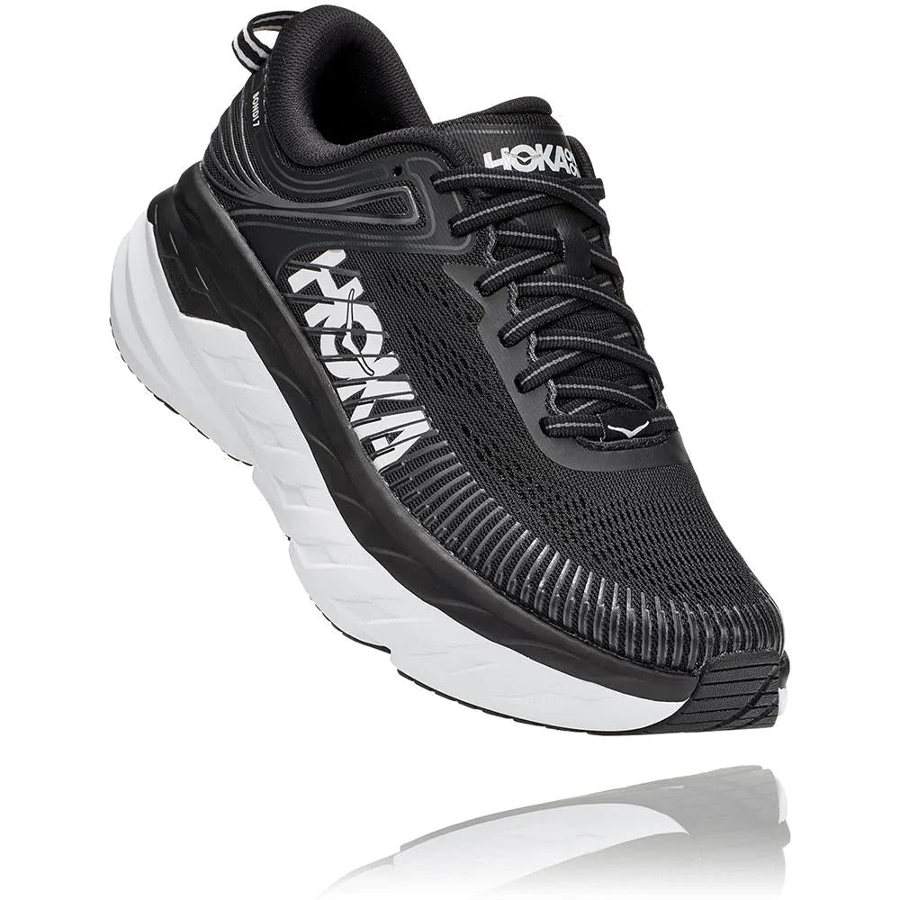 Hoka Womens Bondi 7 Wide Sneakers Runners Comfort Shoes Athletic - Black/White