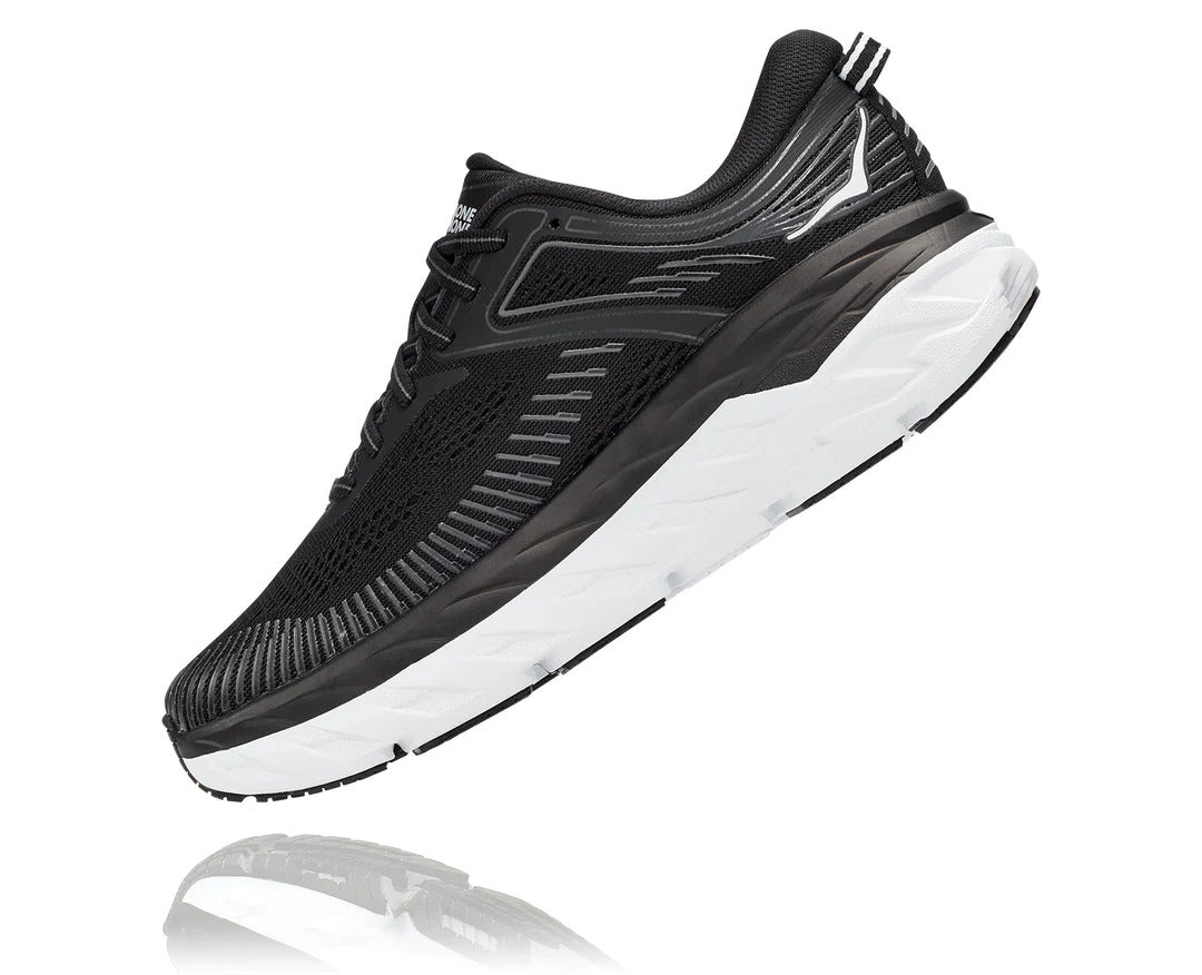 Hoka Womens Bondi 7 Wide Sneakers Runners Comfort Shoes Athletic - Black/White