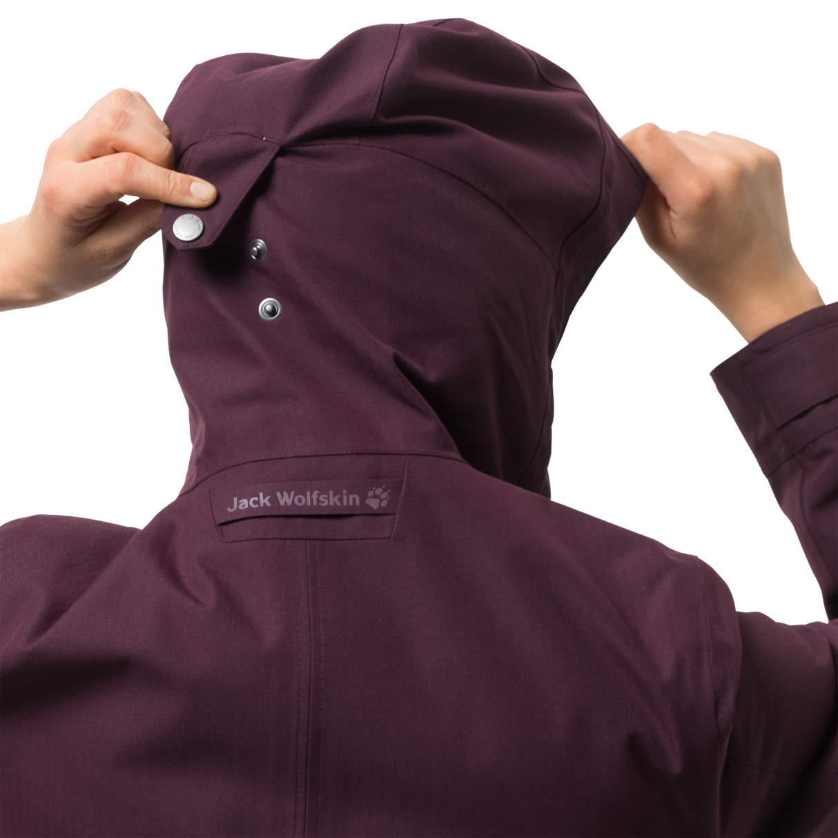 Jack Wolfskin Mora Women Jacket Ladies Winter Warm Coat Hood Waterproof Burgundy