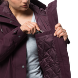 Jack Wolfskin Mora Women Jacket Ladies Winter Warm Coat Hood Waterproof Burgundy