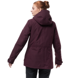 Jack Wolfskin Mora Women Jacket Ladies Winter Warm Coat Hood Waterproof Burgundy