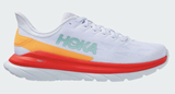 Hoka Mens Mach 4 Running Sneakers Runners Lightweight Shoes - White/Fiesta