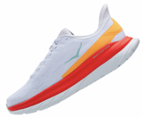 Hoka Mens Mach 4 Running Sneakers Runners Lightweight Shoes - White/Fiesta