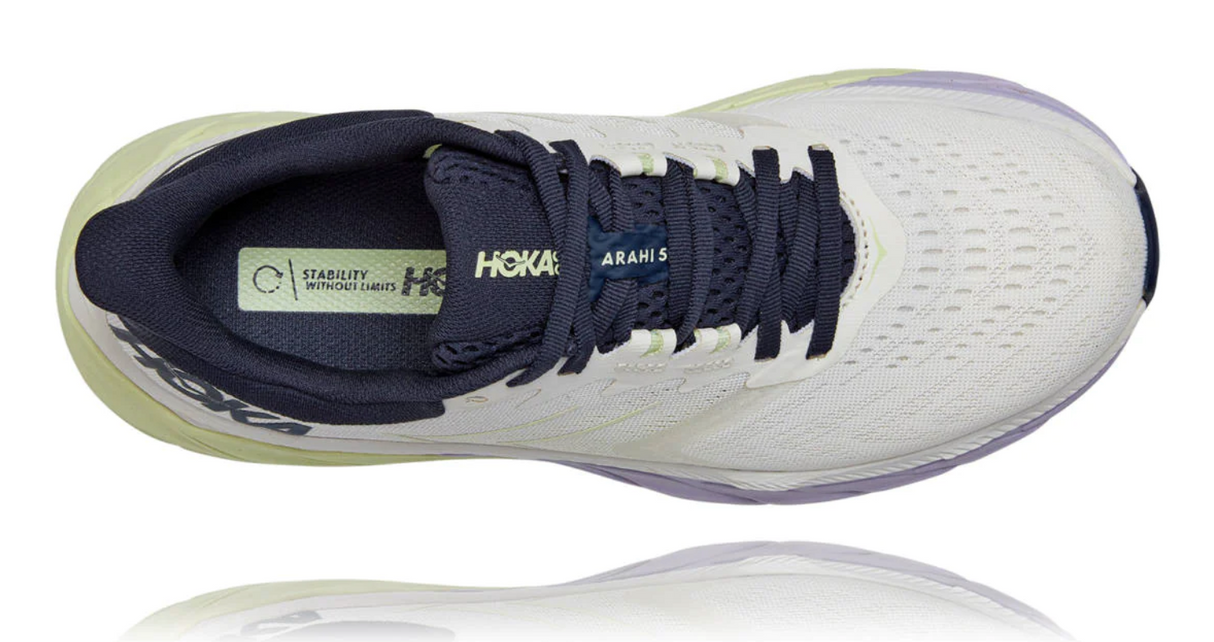 Hoka Womens Arahi 5 Running Shoes Sneakers Runners - Blanc De Blanc/Outer Space