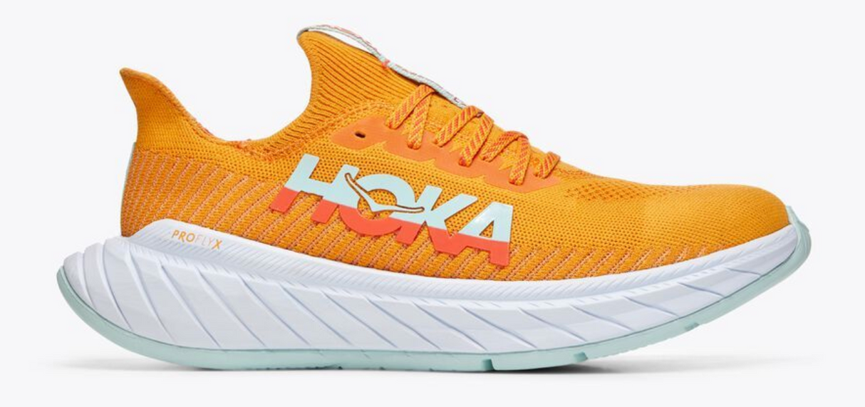 Hoka One Mens Carbon X 3 Trail Running Shoes Sneakers - Radiant Yellow/Camellia