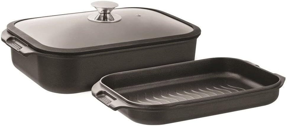 Pyrolux HA+ Induction 3-Piece Double Roast Grill Set with Silicon Lid in Black