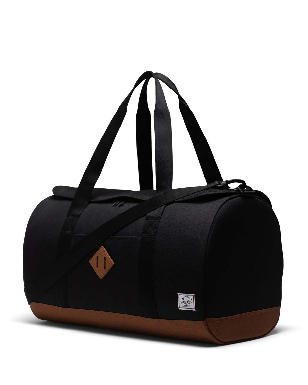 Herschel 40L Heritage Duffle Bag in Black/Saddle Brown