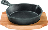 Pyrolu Skillet with Maple Tray Cast Iron Fry Pan Black 13.5cm