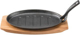 Pyrolux PyroCast Oval Sizzle Plate with Maple Tray Cast Iron Pan 27 x 18 cm Black