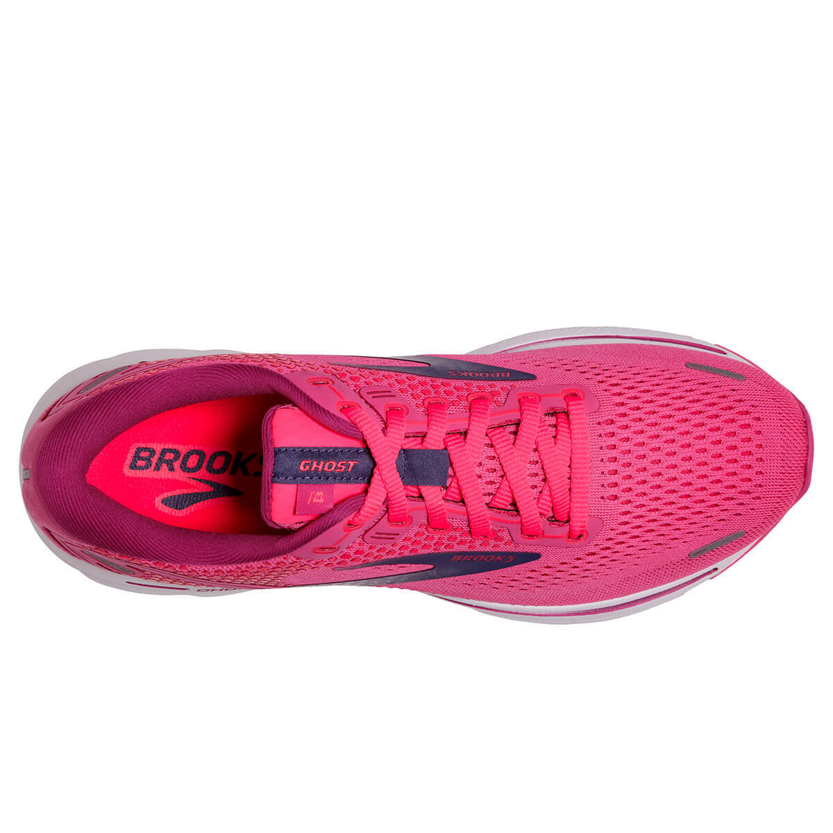 Brooks Womens Ghost 14 Sneakers Shoes Athletic Road Running-Pink/Fuchsia/Cobalt