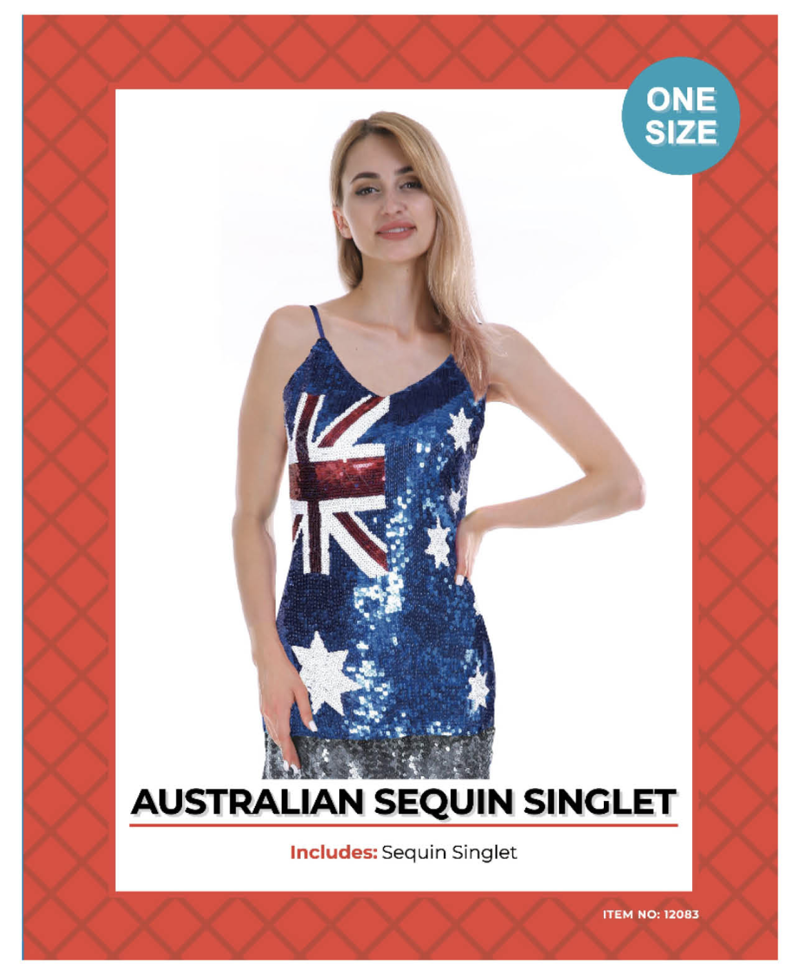 Australian Flag Sequin Singlet Tank Top Aussie Australia Day Womens Costume