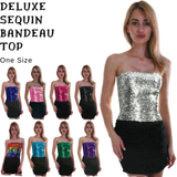 Womens SEQUIN BANDEAU CROP TOP Sparkling Sparkly Costume Tube