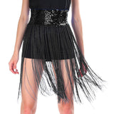 Sequin Belt w/Fringe Skirt Belly Dance Dancer Costume Party - Black