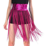 Sequin Belt w/Fringe Skirt Belly Dance Dancer Costume Party - Hot Pink