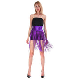 Sequin Belt w/ Fringe Skirt Belly Dance Dancer Costume Party Womens - Purple