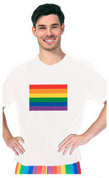 Adult Rainbow Flag T Shirt Top Tee Gay Pride LGBTQ - White - One Size