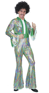 Mens 60's 70's DISCO COSTUME Party Retro Hippie Dancing Rumba Shiny