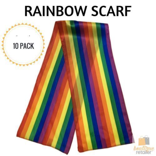 10x GAY PRIDE RAINBOW SCARF Wrap Holiday Parade Party LGBT Lesbian BULK