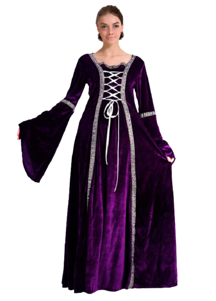 Womens Medieval Gothic Renaissance Costume Halloween Costume Party Robe - Purple