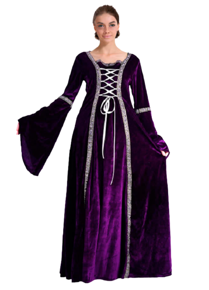 Womens Medieval Gothic Renaissance Costume Halloween Costume Party Robe - Purple