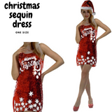 Womens Merry Christmas Sequin Dress Costume Xmas Party