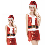 Womens Santa Christmas Sequin Dress Costume Xmas Party Ladies Santa