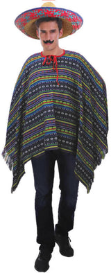 PREMIUM MEXICAN PONCHO Spanish Costume Wild West Cowboy Party Bandit  12467