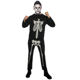 Mens SKELETON Costume Halloween Scary Adult Outfit Jumpsuit White Bones