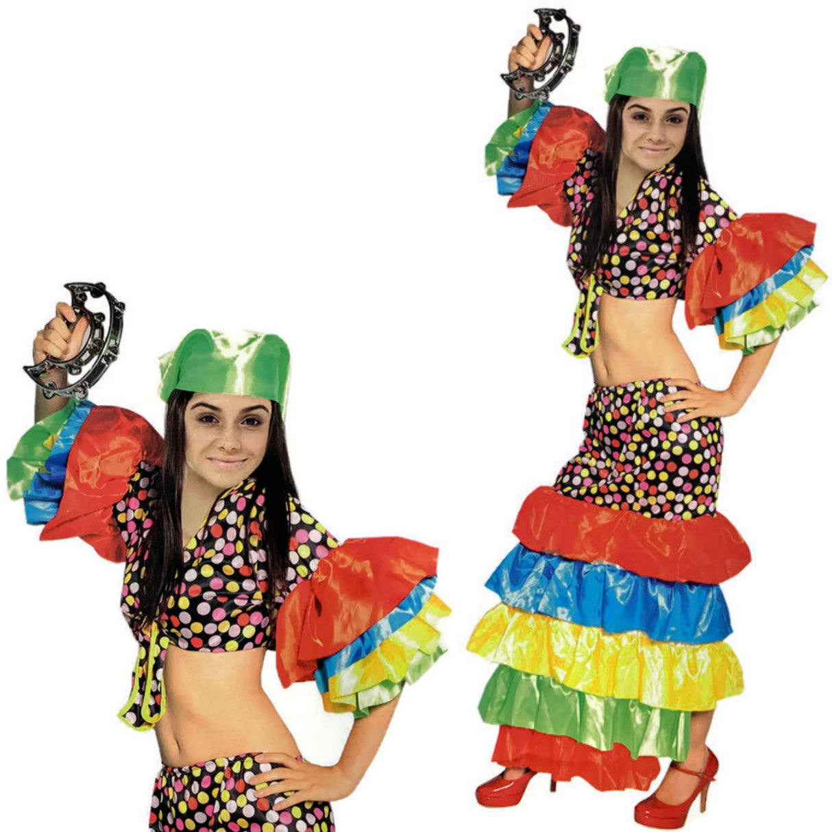 Womens FLAMENCO DANCER COSTUME Spanish Fancy Dress RUMBA Rio Carnival