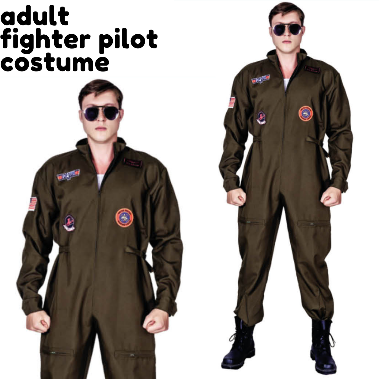 AIR FORCE FIGHTER PILOT COSTUME Top Gun Space Costume Halloween Jumpsuit