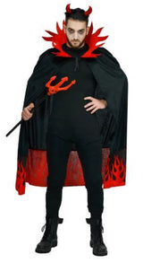 Devil Demon On Fire Mens Ladies Halloween Costume Cape and Devil Horns