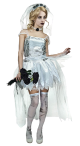 Adult Ghost Zombie Corpse Bride Fancy Dress Up Halloween Book Week Costume