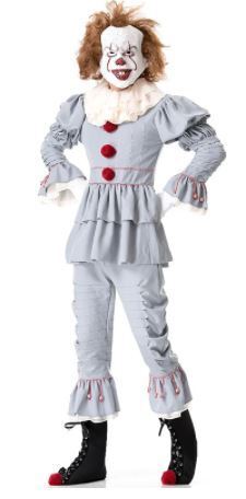 Mens Stephen King's It Pennywise Evil Clown Halloween Costume Party Outfit