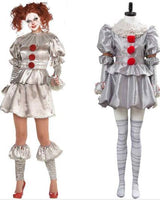 Womens Stephen King's It Pennywise Evil Clown Halloween Scary Costume Outfit