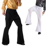 Mens 70's Deluxe Retro Disco Flare Trousers Pants Costume Dancer Dance - White