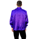 Mens 70s Deluxe Disco Shirt Costume Dance Groovy Dancer Long Sleeve - Purple