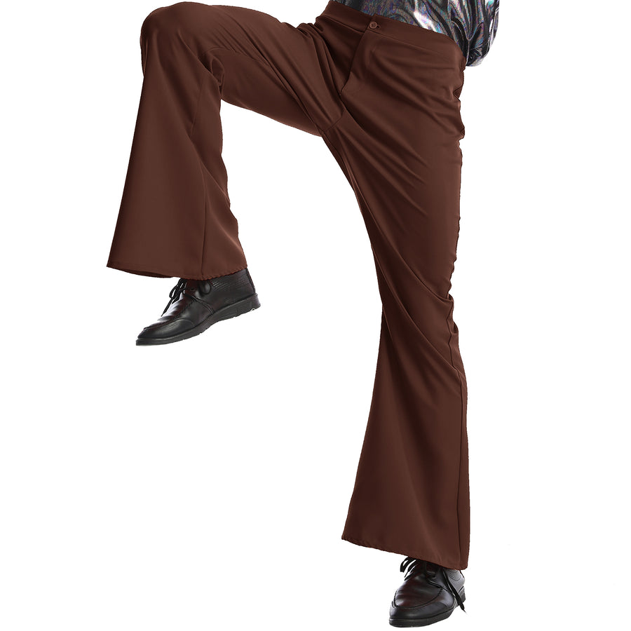 Mens 70's Deluxe Retro Disco Flare Trousers Pants Costume Dancer Dance - Green