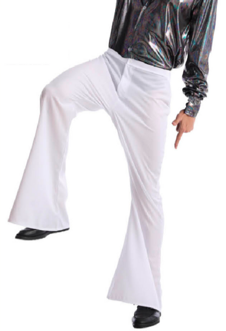 Mens 70's Deluxe Retro Disco Flare Trousers Pants Costume Dancer Dance - Brown