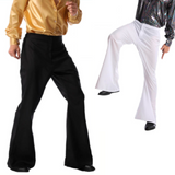 Mens 70's Deluxe Retro Disco Flare Trousers Pants Costume Dancer Dance - Black