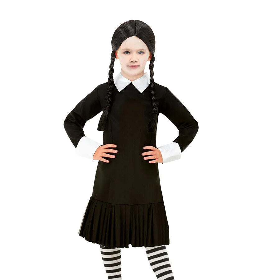 Wednesday Addams Family Dress Up Book Week Halloween Girls Costume Childrens