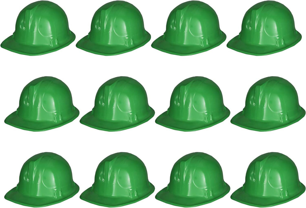 12x Kids Builder Hats Construction Costume Party Helmet Safety Cap Childrens - Green