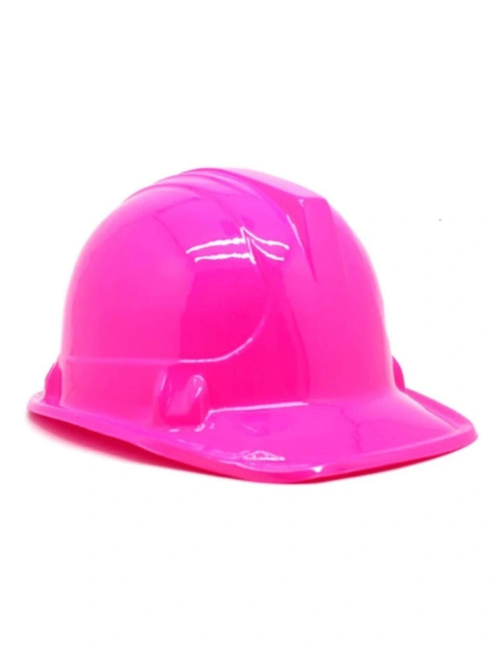 12x Kids Builder Hats Construction Costume Party Helmet Safety Cap Childrens - Hot Pink