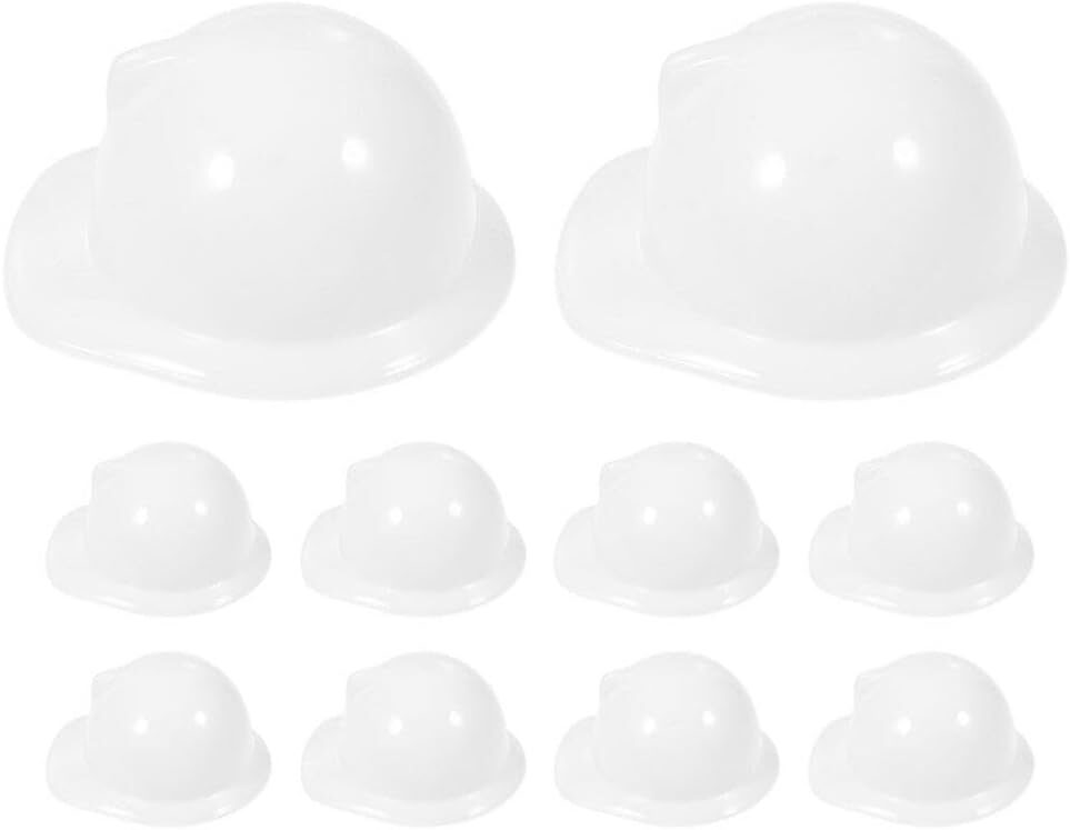 12x Kids Builder Hats Construction Costume Party Helmet Safety Cap Childrens - White