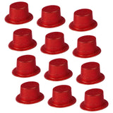 12x GLITTER TOP HAT Fancy Party Plastic Costume Tall Cap Fun Dress Up BULK - Red