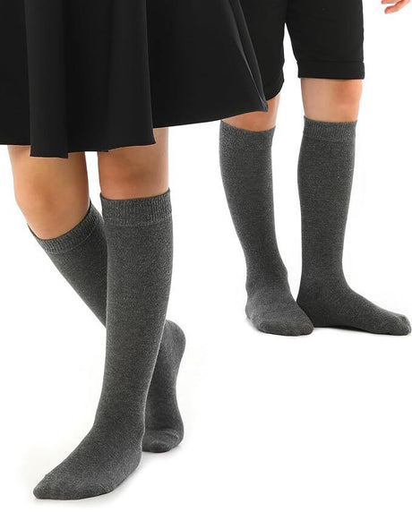 12x Knee High School Socks for Girls Boys Plain Cotton Rich Kids Bulk