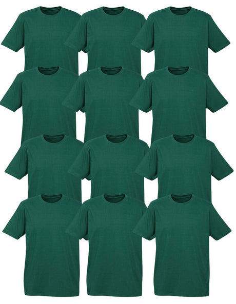 12X BULK Plain T Shirt 100% COTTON Assorted Colours S - XXL Mens Womens Top - Bottle Green