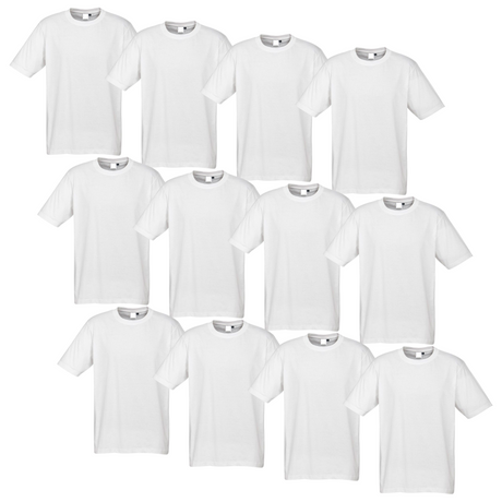 12X BULK Plain T Shirt 100% COTTON Assorted Colours S - XXL Mens Womens Top - White