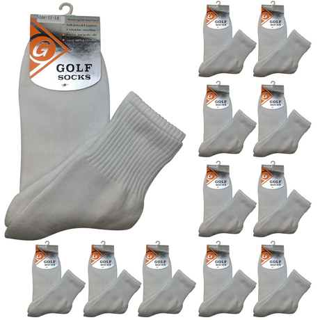 12 Pairs GOLF SOCKS Crew Quarter Plain Sports Cotton Casual Cushion Foot BULK