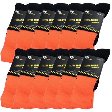 12x Pairs HI VIS SOCKS Workwear Work Safety High Visibility Fluro Cushioned BULK